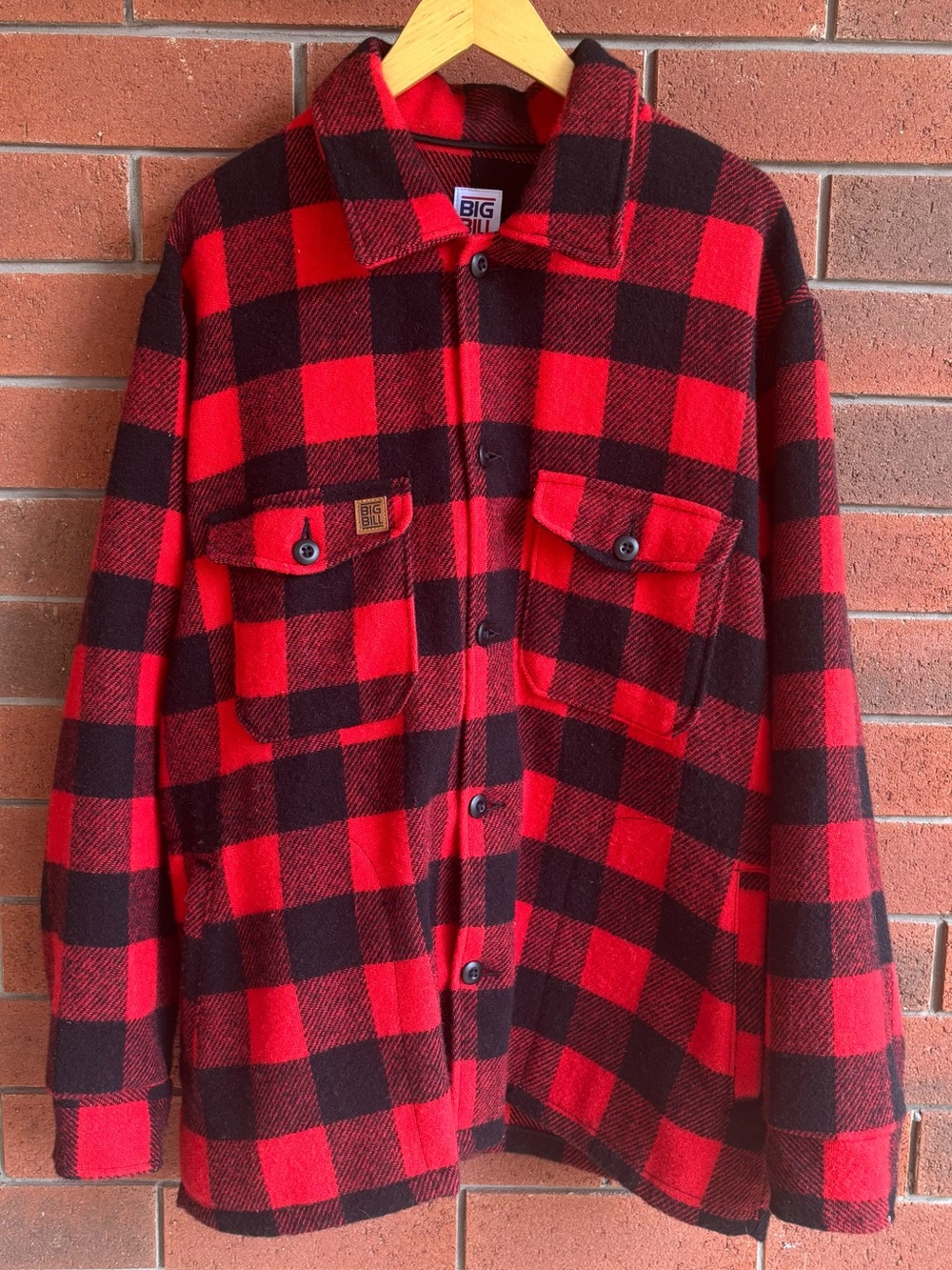 Vintage Big Bill Made In Canada Buffalo Plaid Wool Shirt Jacket XL